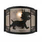 Meyda Lighting Lynx on the Loose 247183 12" Textured Black Right Wall Sconce With Silver Mica Shade Glass