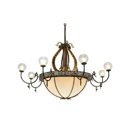 Meyda Lighting Lyre 96" 18-Light 8-Arm Light Burnished Brass Chandelier With Fleshtone Idalight Shade Glass