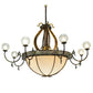 Meyda Lighting Lyre 96" 18-Light 8-Arm Light Burnished Brass Chandelier With Fleshtone Idalight Shade Glass