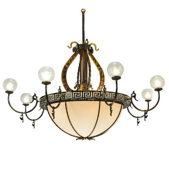 Meyda Lighting Lyre 96" 18-Light 8-Arm Light Burnished Brass Chandelier With Fleshtone Idalight Shade Glass