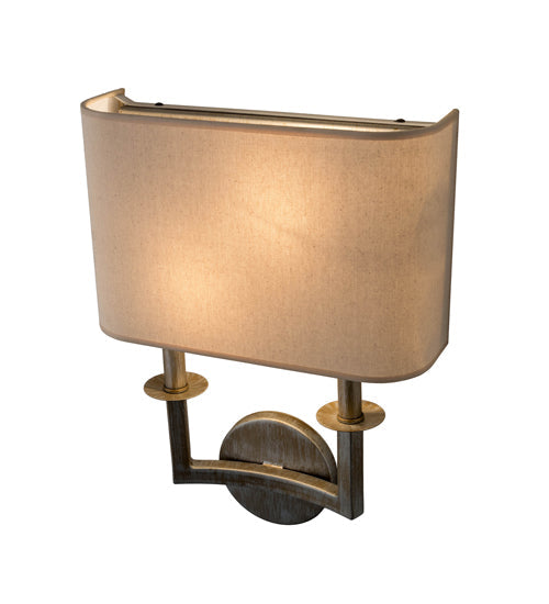 Meyda Lighting Lys 13" 2-Light Antique Silver Wall Sconce With Natural Linen Shade
