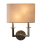 Meyda Lighting Lys 13" 2-Light Antique Silver Wall Sconce With Natural Linen Shade