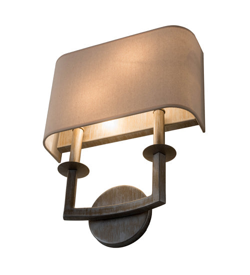 Meyda Lighting Lys 13" 2-Light Antique Silver Wall Sconce With Natural Linen Shade