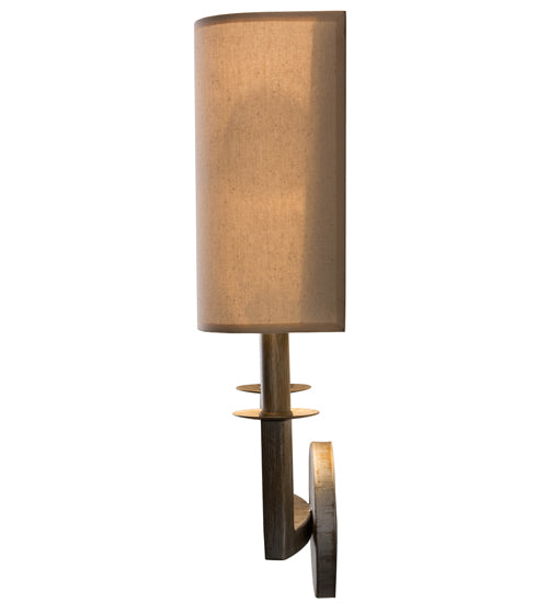 Meyda Lighting Lys 13" 2-Light Antique Silver Wall Sconce With Natural Linen Shade