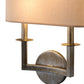 Meyda Lighting Lys 13" 2-Light Antique Silver Wall Sconce With Natural Linen Shade