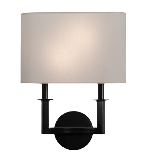 Meyda Lighting Lys 13" 2-Light Timeless Bronze Wall Sconce With White Eggshell Textrene Shade