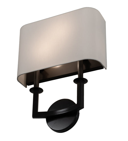 Meyda Lighting Lys 13" 2-Light Timeless Bronze Wall Sconce With White Eggshell Textrene Shade