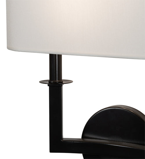 Meyda Lighting Lys 13" 2-Light Timeless Bronze Wall Sconce With White Eggshell Textrene Shade