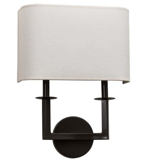 Meyda Lighting Lys 13" 2-Light Timeless Bronze Wall Sconce With White Textrene Shade