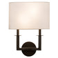 Meyda Lighting Lys 13" 2-Light Timeless Bronze Wall Sconce With White Textrene Shade