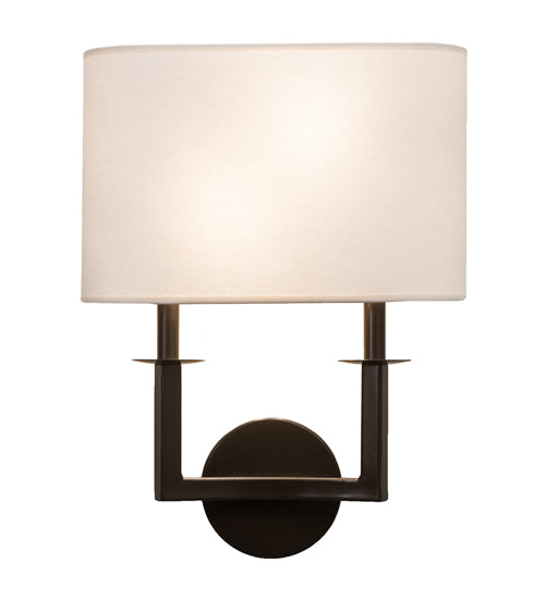 Meyda Lighting Lys 13" 2-Light Timeless Bronze Wall Sconce With White Textrene Shade