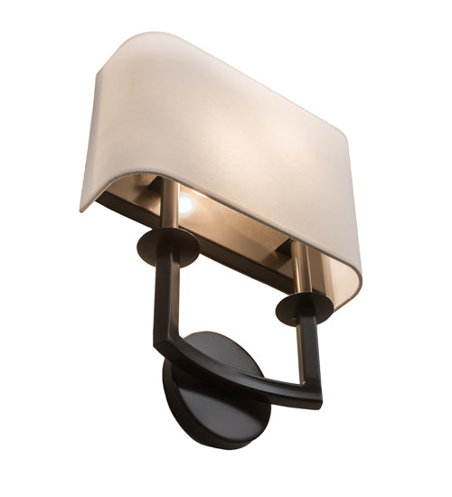 Meyda Lighting Lys 13" 2-Light Timeless Bronze Wall Sconce With White Textrene Shade
