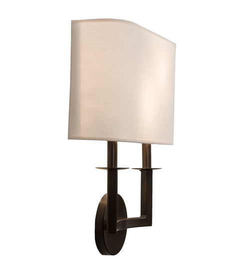 Meyda Lighting Lys 13" 2-Light Timeless Bronze Wall Sconce With White Textrene Shade