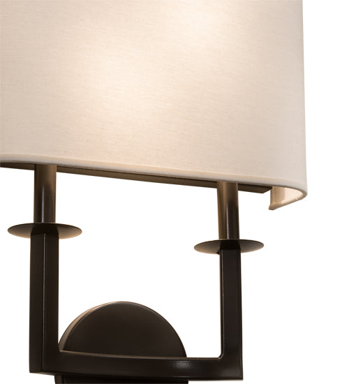 Meyda Lighting Lys 13" 2-Light Timeless Bronze Wall Sconce With White Textrene Shade