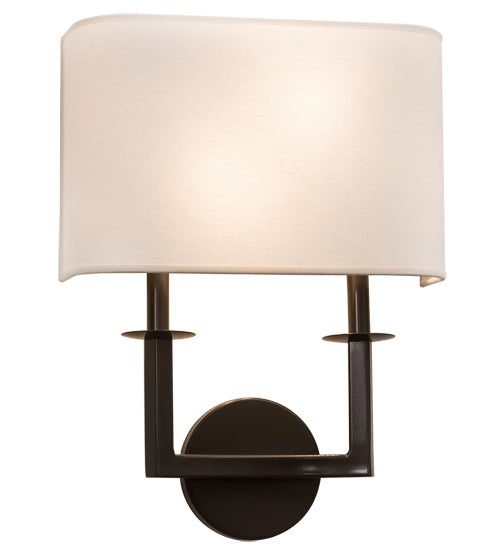 Meyda Lighting Lys 13" 2-Light Timeless Bronze Wall Sconce With White Textrene Shade