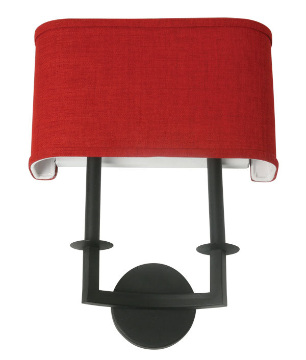 Meyda Lighting Lys 14" 2-Light Blackwash Wall Sconce With Cherry Textrene Shade