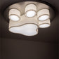 Meyda Lighting MSU 48" 6-Light Nickel Powder Coat Pawprints Flush Mount Light With Statuario Idalight & White Textrene Shade