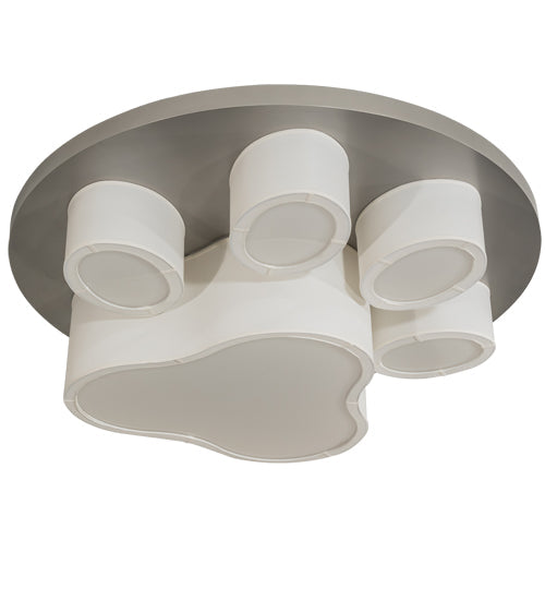 Meyda Lighting MSU 48" 6-Light Nickel Powder Coat Pawprints Flush Mount Light With Statuario Idalight & White Textrene Shade
