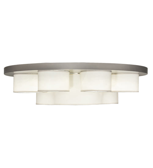 Meyda Lighting MSU 48" 6-Light Nickel Powder Coat Pawprints Flush Mount Light With Statuario Idalight & White Textrene Shade