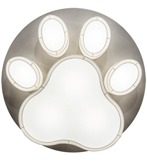 Meyda Lighting MSU 48" 6-Light Nickel Powder Coat Pawprints Flush Mount Light With Statuario Idalight & White Textrene Shade