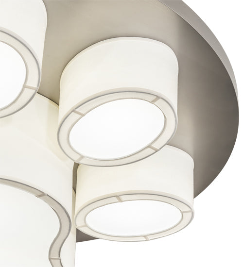 Meyda Lighting MSU 48" 6-Light Nickel Powder Coat Pawprints Flush Mount Light With Statuario Idalight & White Textrene Shade