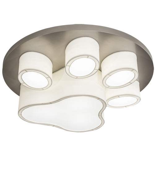 Meyda Lighting MSU 48" 6-Light Nickel Powder Coat Pawprints Flush Mount Light With Statuario Idalight & White Textrene Shade
