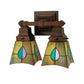 Meyda Lighting Mackintosh Leaf 12" 2-Light Mahogany Bronze Wall Sconce With Multi-Colored Shade Glass