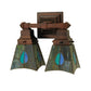 Meyda Lighting Mackintosh Leaf 12" 2-Light Mahogany Bronze Wall Sconce With Multi-Colored Shade Glass
