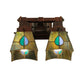 Meyda Lighting Mackintosh Leaf 12" 2-Light Mahogany Bronze Wall Sconce With Multi-Colored Shade Glass