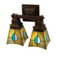 Meyda Lighting Mackintosh Leaf 12" 2-Light Mahogany Bronze Wall Sconce With Multi-Colored Shade Glass
