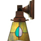 Meyda Lighting Mackintosh Leaf 12" 2-Light Mahogany Bronze Wall Sconce With Multi-Colored Shade Glass