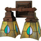 Meyda Lighting Mackintosh Leaf 12" 2-Light Mahogany Bronze Wall Sconce With Multi-Colored Shade Glass