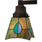 Meyda Lighting Mackintosh Leaf 19" 2-Light Mahogany Bronze Desk Table Lamp With Multi-Colored Shade Glass