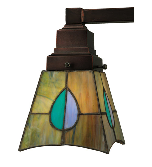 Meyda Lighting Mackintosh Leaf 19" 2-Light Mahogany Bronze Desk Table Lamp With Multi-Colored Shade Glass