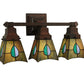 Meyda Lighting Mackintosh Leaf 20" 3-Light Mahogany Bronze Vanity Light With Multi-Colored Shade Glass