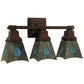 Meyda Lighting Mackintosh Leaf 20" 3-Light Mahogany Bronze Vanity Light With Multi-Colored Shade Glass