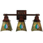 Meyda Lighting Mackintosh Leaf 20" 3-Light Mahogany Bronze Vanity Light With Multi-Colored Shade Glass