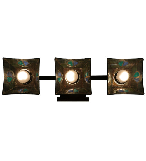 Meyda Lighting Mackintosh Leaf 20" 3-Light Mahogany Bronze Vanity Light With Multi-Colored Shade Glass