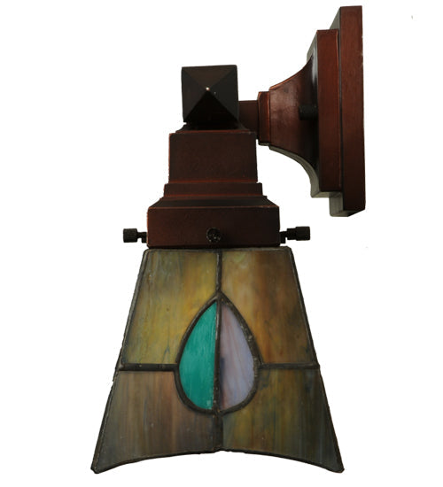 Meyda Lighting Mackintosh Leaf 20" 3-Light Mahogany Bronze Vanity Light With Multi-Colored Shade Glass