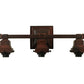 Meyda Lighting Mackintosh Leaf 20" 3-Light Mahogany Bronze Vanity Light With Multi-Colored Shade Glass