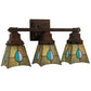 Meyda Lighting Mackintosh Leaf 20" 3-Light Mahogany Bronze Vanity Light With Multi-Colored Shade Glass