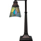 Meyda Lighting Mackintosh Leaf 20" Mahogany Bronze Desk Table Lamp With Multi-Colored Shade Glass