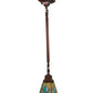 Meyda Lighting Mackintosh Leaf 20059 5"Sq Mahogany Bronze Mini Pendant Light With Multi-Colored Stained Shade Glass