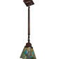 Meyda Lighting Mackintosh Leaf 20059 5"Sq Mahogany Bronze Mini Pendant Light With Multi-Colored Stained Shade Glass