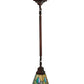 Meyda Lighting Mackintosh Leaf 20059 5"Sq Mahogany Bronze Mini Pendant Light With Multi-Colored Stained Shade Glass