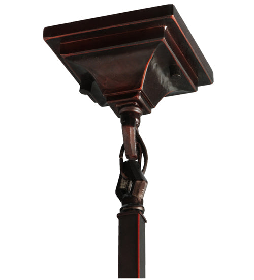 Meyda Lighting Mackintosh Leaf 20059 5"Sq Mahogany Bronze Mini Pendant Light With Multi-Colored Stained Shade Glass