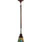 Meyda Lighting Mackintosh Leaf 20059 5"Sq Mahogany Bronze Mini Pendant Light With Multi-Colored Stained Shade Glass