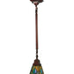 Meyda Lighting Mackintosh Leaf 20059 5"Sq Mahogany Bronze Mini Pendant Light With Multi-Colored Stained Shade Glass