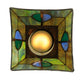 Meyda Lighting Mackintosh Leaf 20060 5"Sq Mahogany Bronze Mini Pendant Light With Multi-Colored Stained Shade Glass