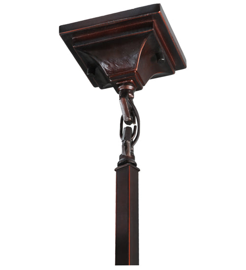 Meyda Lighting Mackintosh Leaf 20060 5"Sq Mahogany Bronze Mini Pendant Light With Multi-Colored Stained Shade Glass